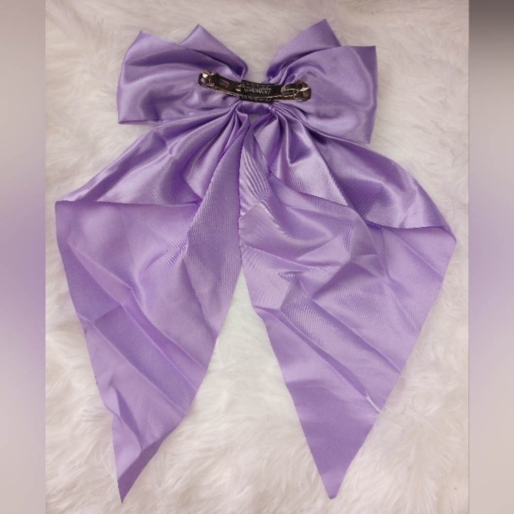 Lavender Extra Large Hair Bow Satin Clip - Picture 4 of 6
